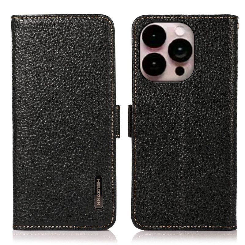 Flip Case Für iPhone 14 Pro Max Schutzhülle Lychee-leder Khazneh Rfid-schutz