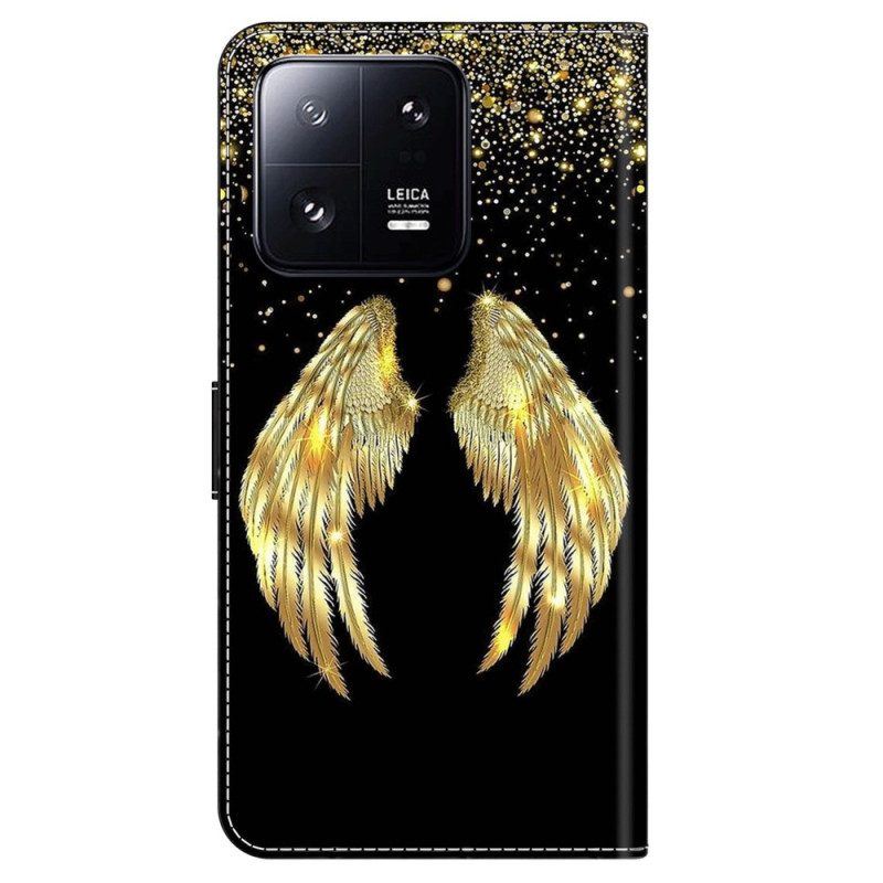 Lederhüllen Für iPhone 15 Pro Goldene Flügel