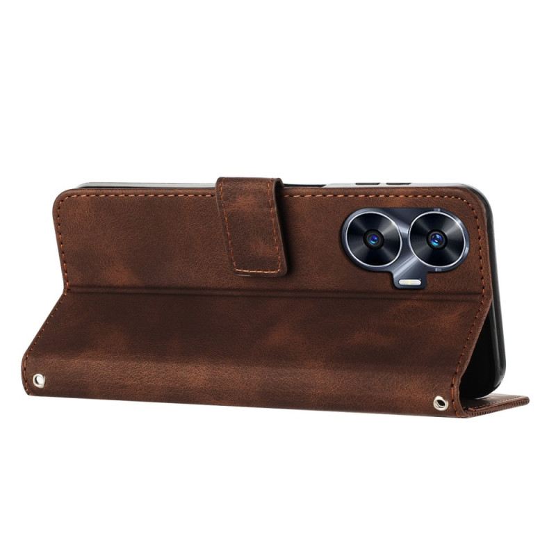 Lederhüllen Für Realme C55 Geometrische Linien Mit Umhängeband