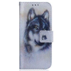 Lederhüllen Realme C55 Aquarellwolf