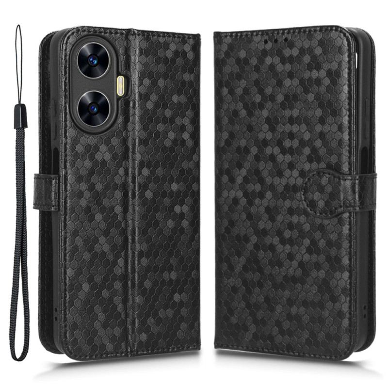 Lederhüllen Realme C55 Handyhülle Glänzende Punkte Mit Riemen