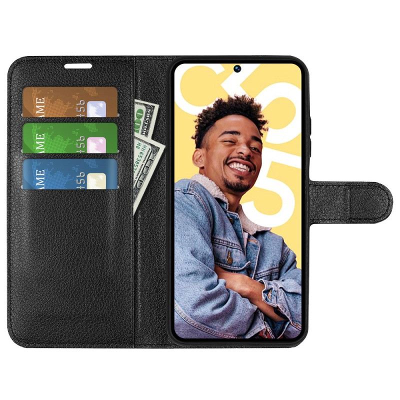 Lederhüllen Realme C55 Handyhülle Klassisches Litschi-kunstleder