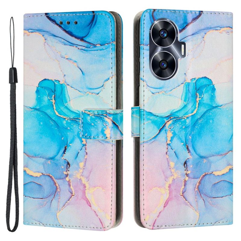 Lederhüllen Realme C55 Marmor Mit Umhängeband