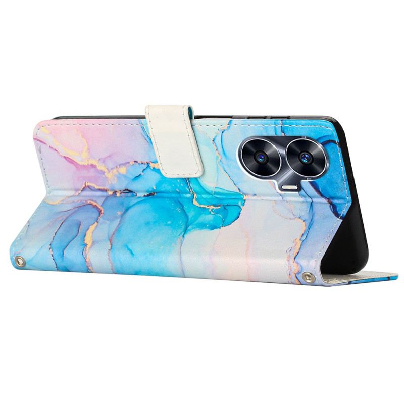 Lederhüllen Realme C55 Marmor Mit Umhängeband