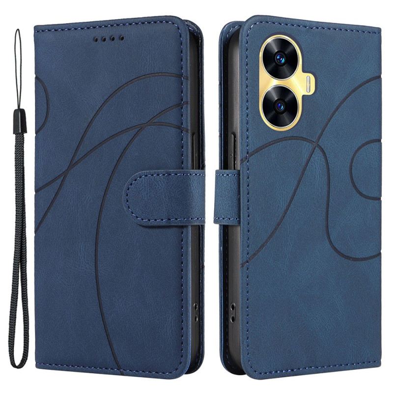 Lederhüllen Realme C55 Wellenlinien Mit Umhängeband