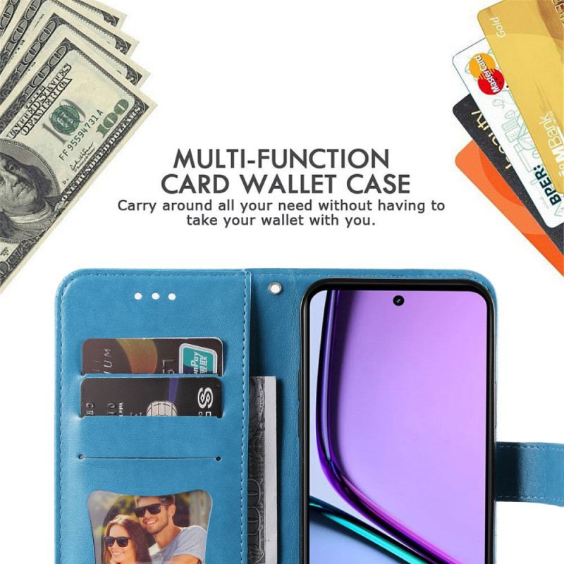 Lederhüllen Für Realme C67 Blumenmuster Mit Riemen