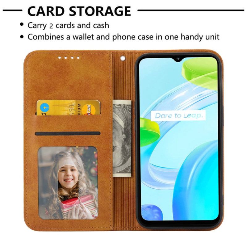 Flip Case Für Realme C53 Riemen Mit Rautenmuster