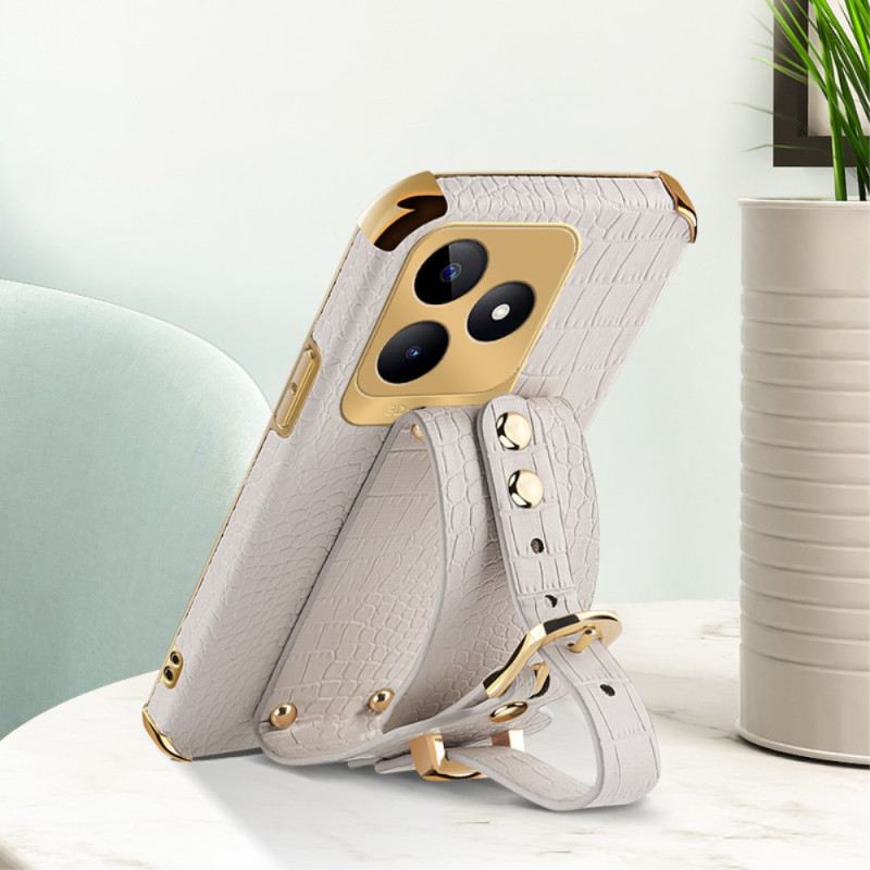 Hülle Realme C53 Armbandhalterung In Krokodiloptik