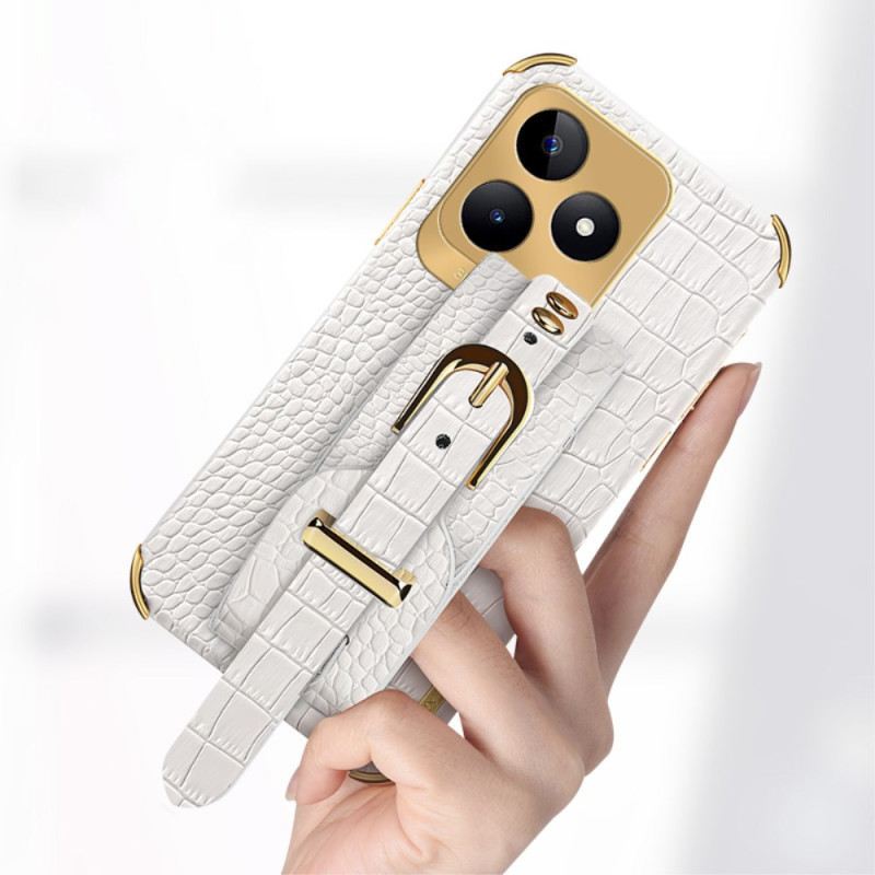 Hülle Realme C53 Armbandhalterung In Krokodiloptik