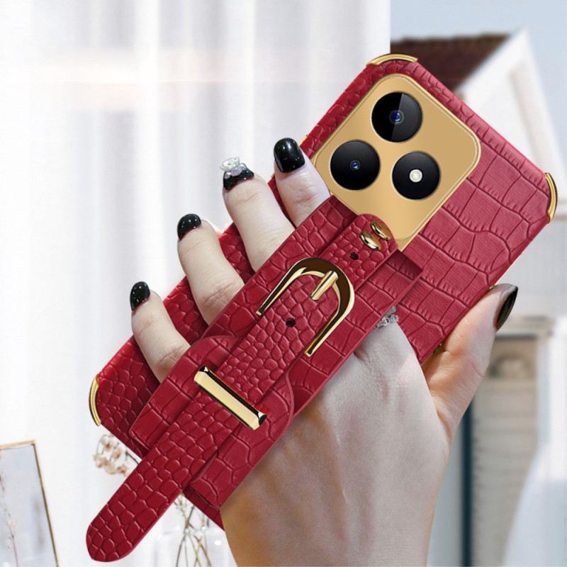 Hülle Realme C53 Armbandhalterung In Krokodiloptik