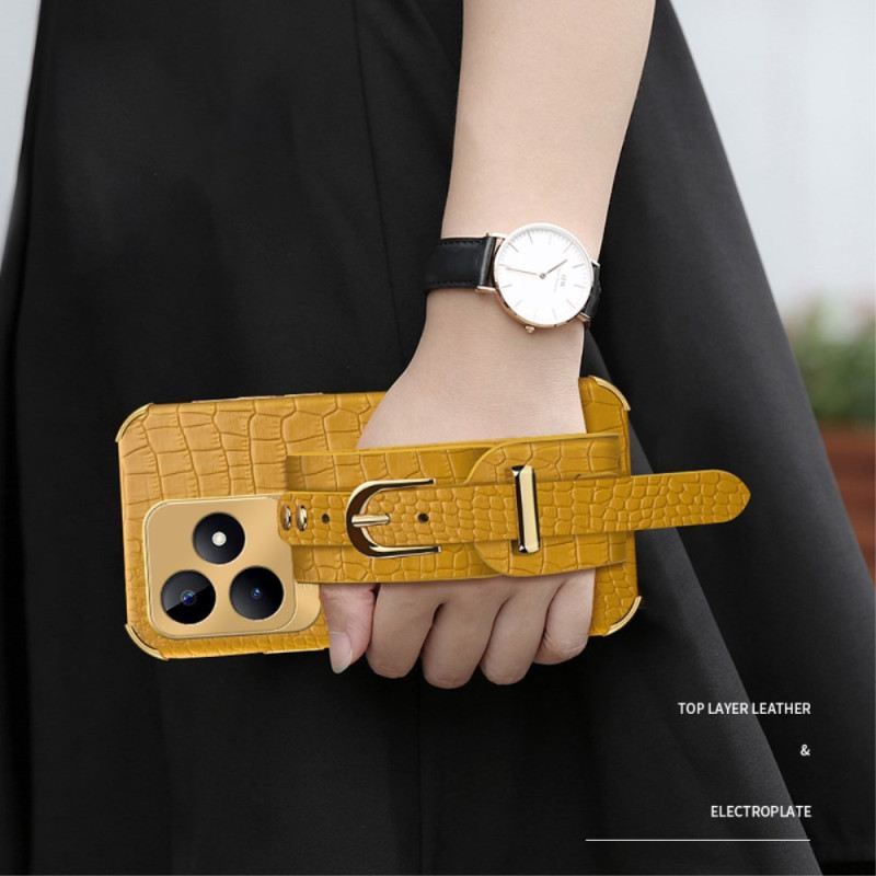 Hülle Realme C53 Armbandhalterung In Krokodiloptik