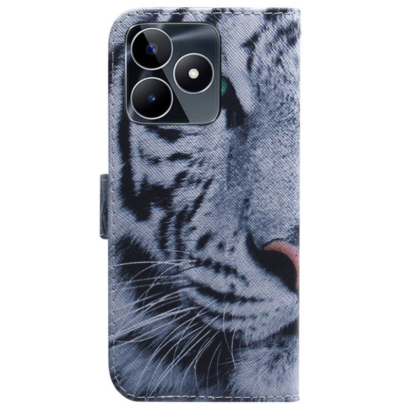 Lederhüllen Für Realme C53 Weißer Tiger