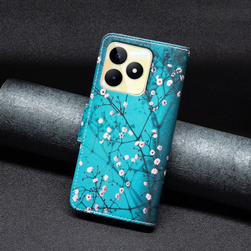 Lederhüllen Realme C53 Handyhülle Pflaumenblüten