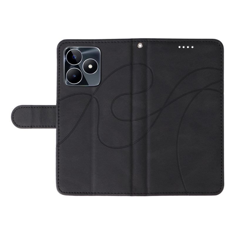 Lederhüllen Realme C53 Handyhülle Wellenlinien
