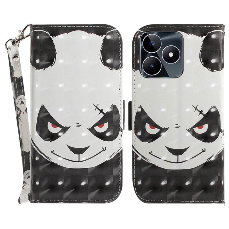 Lederhüllen Realme C53 Handyhülle Wütender Panda