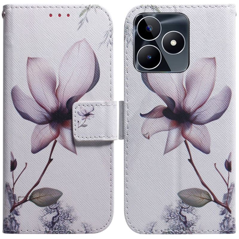 Lederhüllen Realme C53 Rosa Blume