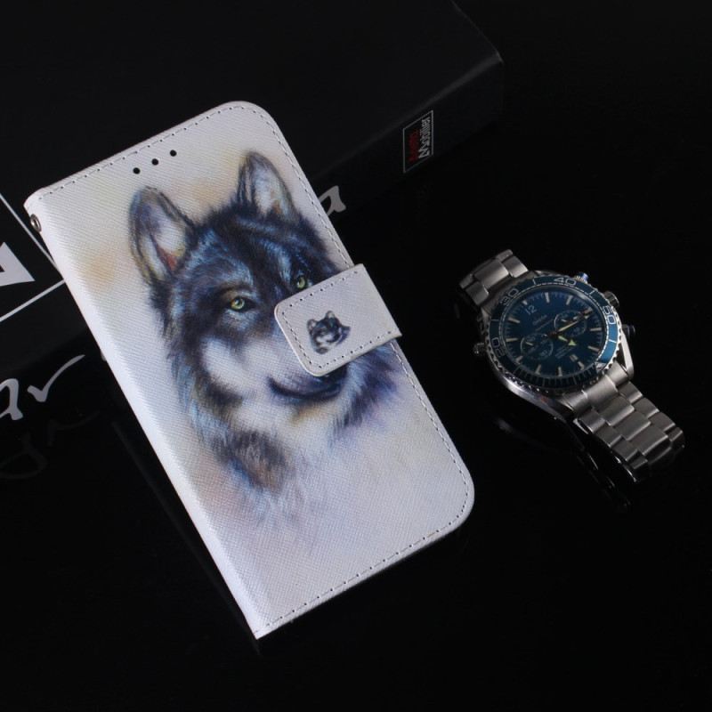 Lederhüllen Realme C53 Wolf-aquarell