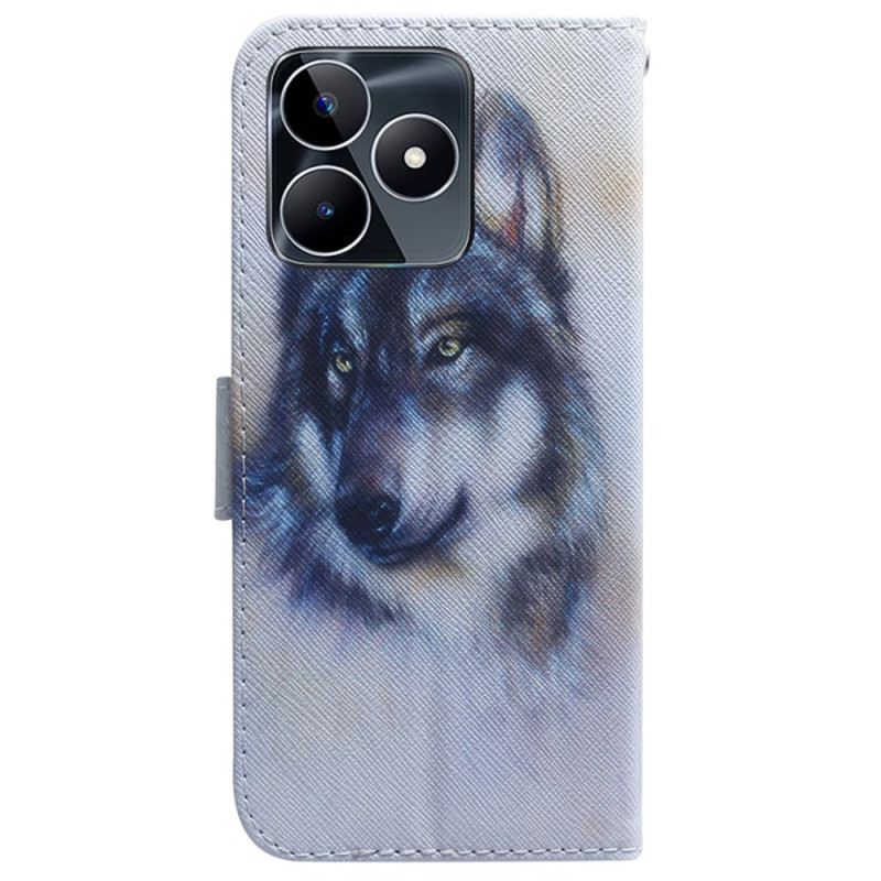 Lederhüllen Realme C53 Wolf-aquarell