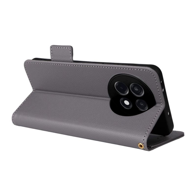 Lederhüllen Für Oneplus 13r Litschi-textur Mit Riemen