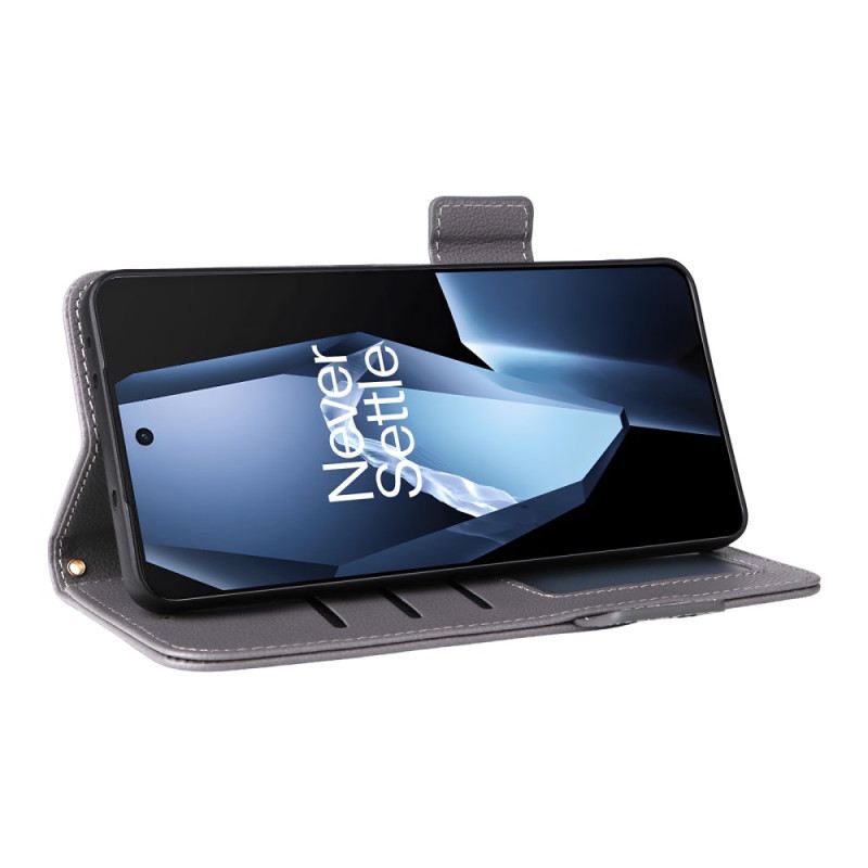 Lederhüllen Für Oneplus 13r Litschi-textur Mit Riemen