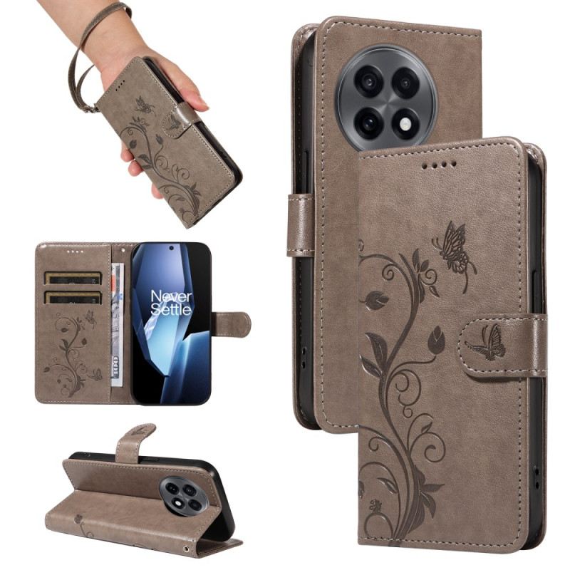 Lederhüllen Oneplus 13r Armband Mit Blumenmuster