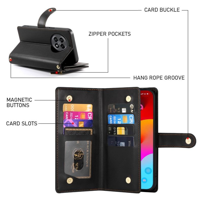 Lederhüllen Oneplus 13r Geldbörse Mit Riemen Und Schulterriemen
