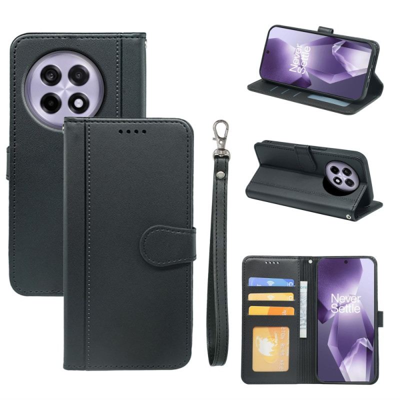 Lederhüllen Oneplus 13r Geldbörse Mit Riemen Und Zwei Kartenfächern