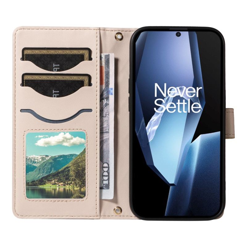 Lederhüllen Oneplus 13r Gesteppt Mit Riemen Und Schulterriemen