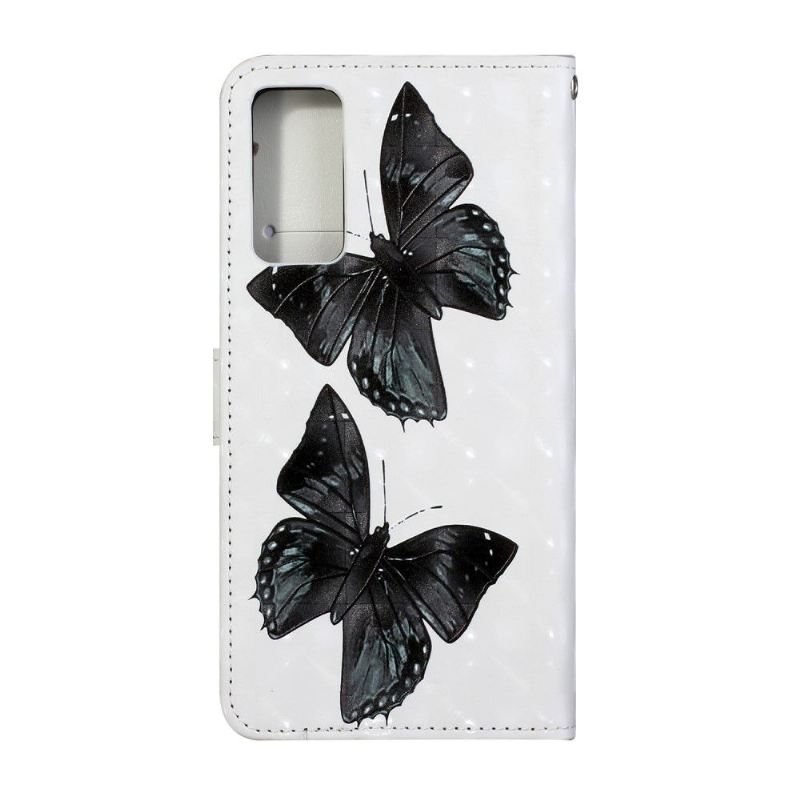 Lederhüllen Für Samsung Galaxy S20 FE Schwarze Schmetterlinge