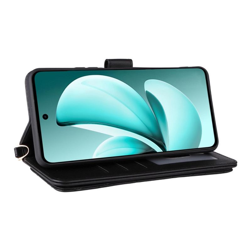 Lederhüllen Realme C71 Gesteppt Mit Schulter- Und Handgelenkschlaufe