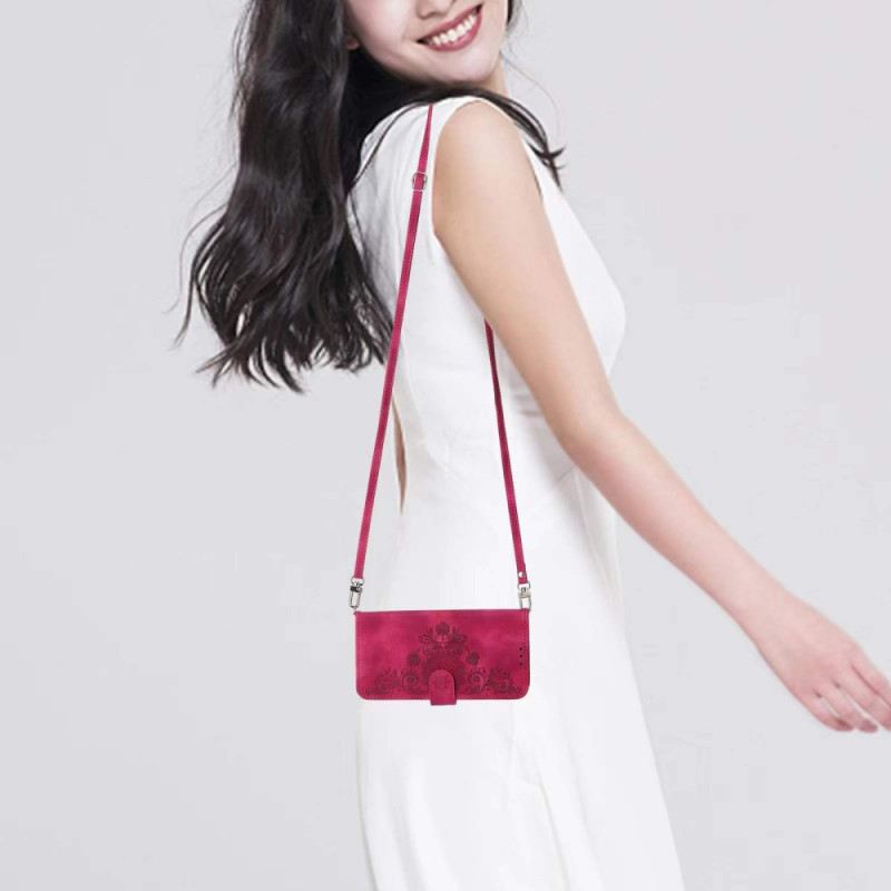 Lederhüllen Für Xiaomi 15 Ultra Blumenmuster Mit Riemen Und Schulterriemen