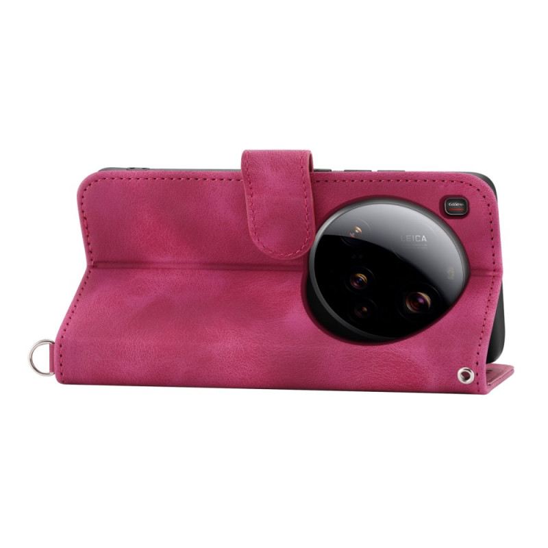 Lederhüllen Für Xiaomi 15 Ultra Blumenmuster Mit Riemen Und Schulterriemen