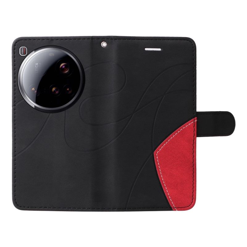 Lederhüllen Für Xiaomi 15 Ultra Zweifarbige Wellenlinien