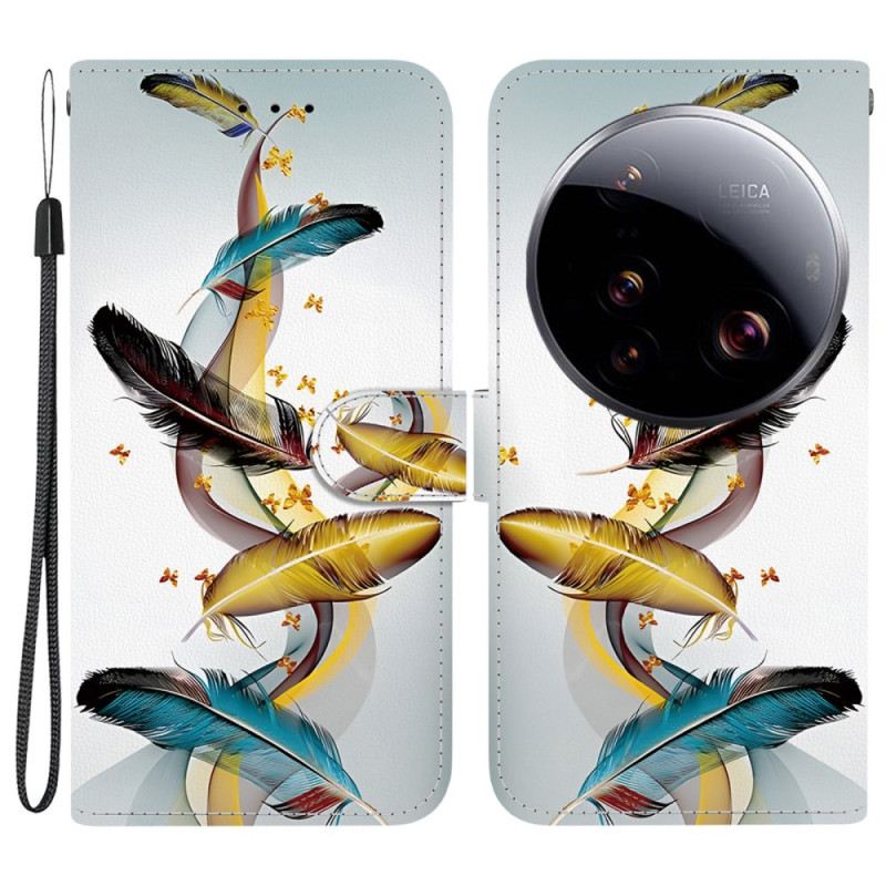 Lederhüllen Xiaomi 15 Ultra Bunte Federn