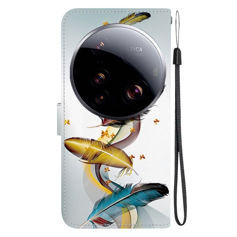 Lederhüllen Xiaomi 15 Ultra Bunte Federn