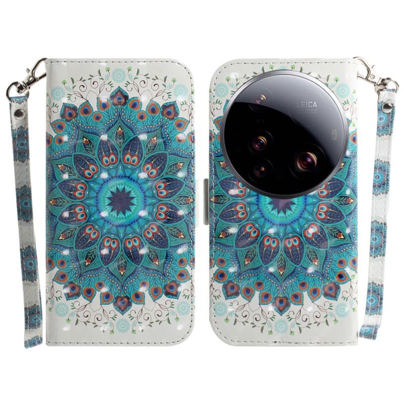 Lederhüllen Xiaomi 15 Ultra Grünes Mandala Mit Umhängeband