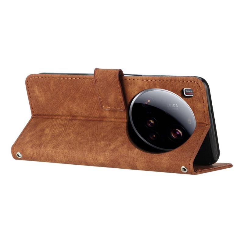 Lederhüllen Xiaomi 15 Ultra Handyhülle Linien-design