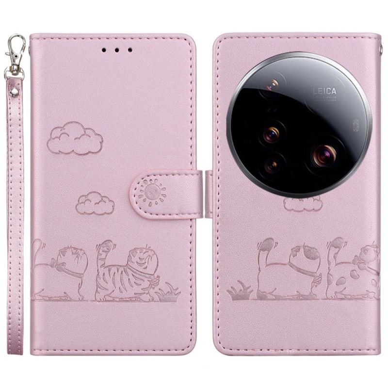 Lederhüllen Xiaomi 15 Ultra Handyhülle Rfid-blockierung & Kätzchenmuster