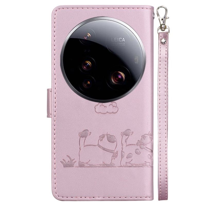 Lederhüllen Xiaomi 15 Ultra Handyhülle Rfid-blockierung & Kätzchenmuster