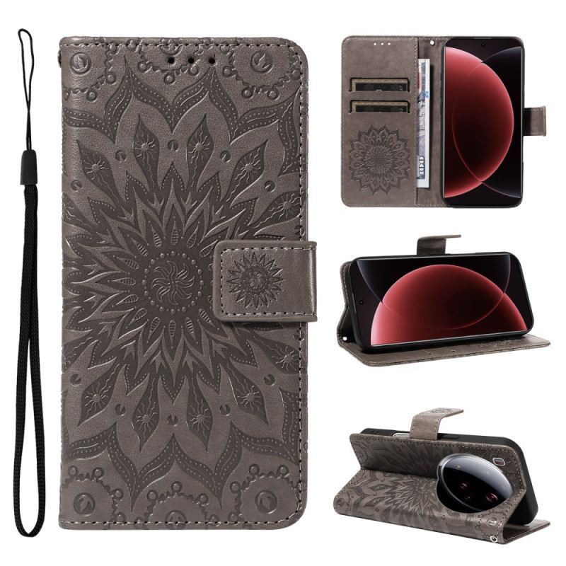 Lederhüllen Xiaomi 15 Ultra Handyhülle Sonnenblumenmuster