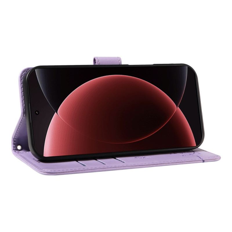 Lederhüllen Xiaomi 15 Ultra Handyhülle Trageriemen Mit Katzenmotiv