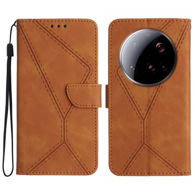 Lederhüllen Xiaomi 15 Ultra Linien Und Streifen