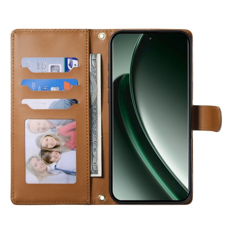 Lederhüllen Für Realme 14 Pro Plus 5g Gesteppt Mit Riemen Und Schulterriemen