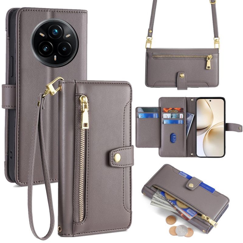 Lederhüllen Realme 14 Pro Plus 5g Geldbörse Mit Umhängeband Und Schulterriemen