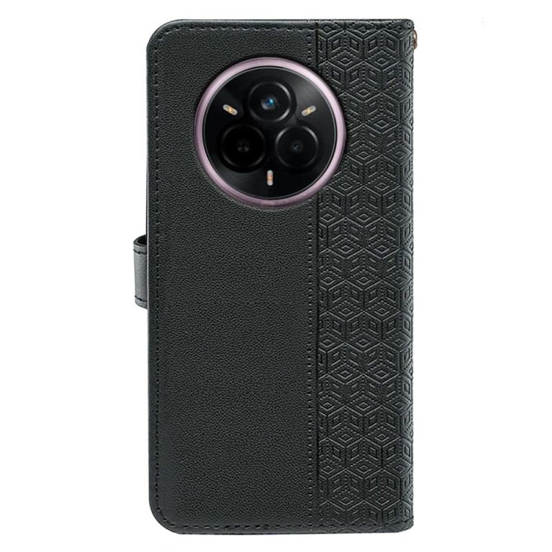 Lederhüllen Realme 14 Pro Plus 5g Handyhülle Armband Mit Kubischem Muster