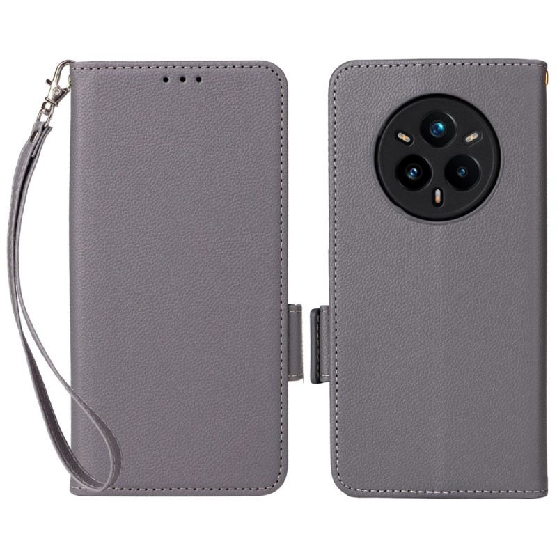 Lederhüllen Realme 14 Pro Plus 5g Kunstleder In Litschi-optik Mit Riemen