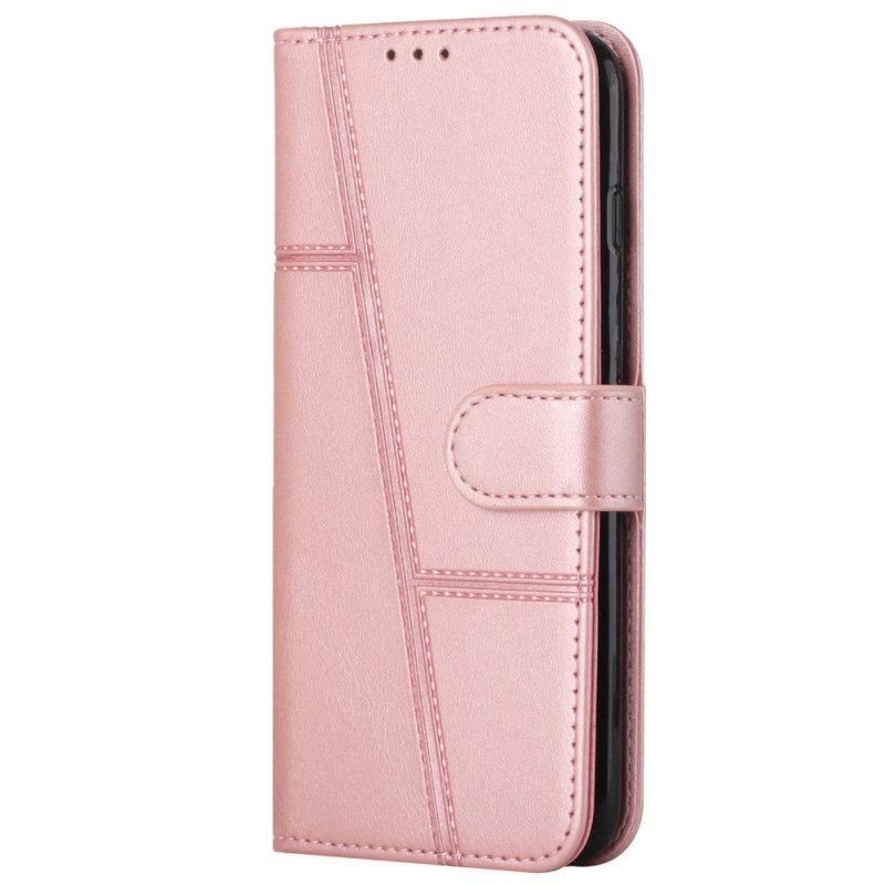 Flip Case Für Xiaomi 12 Lite Mit Kordel Geometrischer Lederstil Mit Riemchen