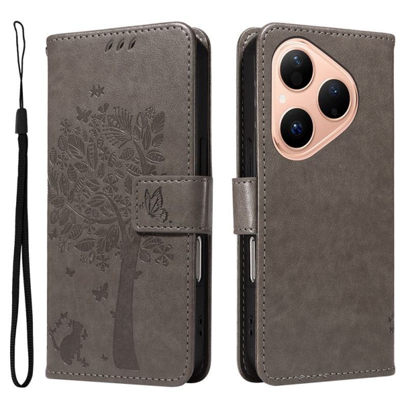 Lederhüllen Für Huawei Pura 80 Katze Und Baum