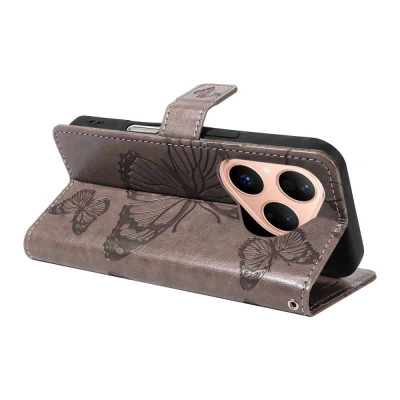 Lederhüllen Huawei Pura 80 Handyhülle Große Schmetterlinge