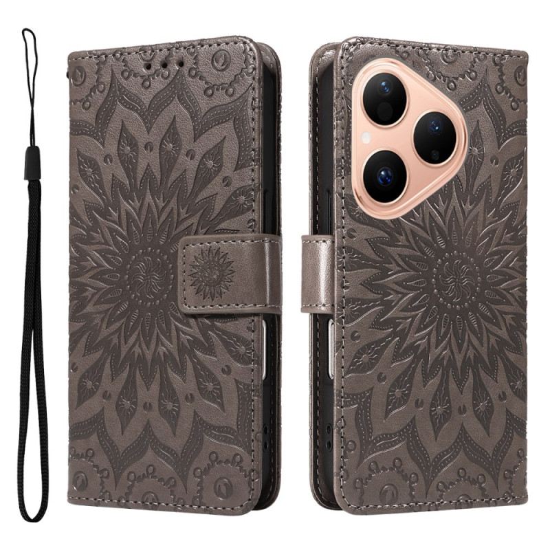 Lederhüllen Huawei Pura 80 Handyhülle Sonnenblumenmuster